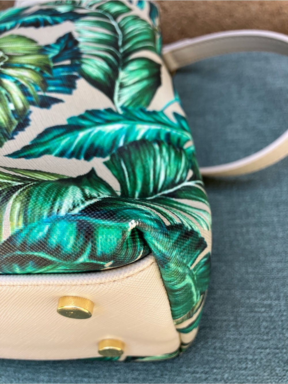 Sam Edelman Tropical Leaf Print Lois Crossbody with Bamboo Handle - Picture 8 of 16
